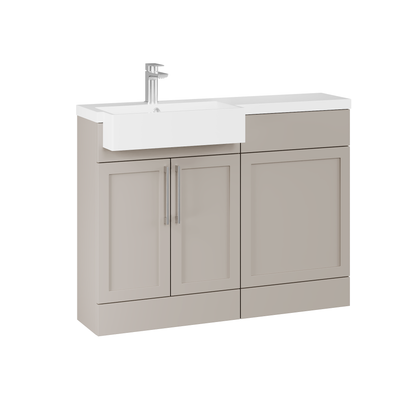 Fairford Union Style Shaker Matt Stone Grey 1100mm Square Semi Recessed Basin Left Hand Combination Pack
