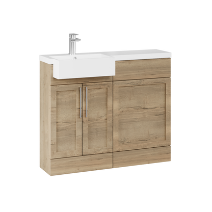 Fairford Union Style Shaker Dark Oak 1000mm Square Semi Recessed Basin Left Hand Combination Pack