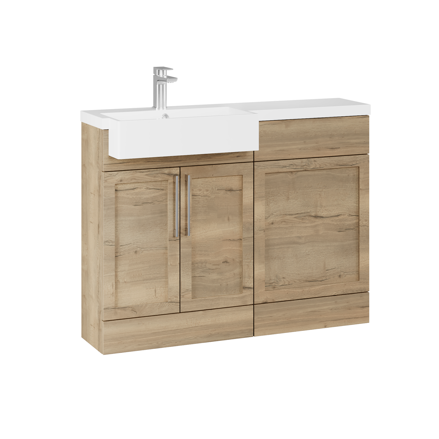 Fairford Union Style Shaker Dark Oak 1100mm Square Semi Recessed Basin Left Hand Combination Pack