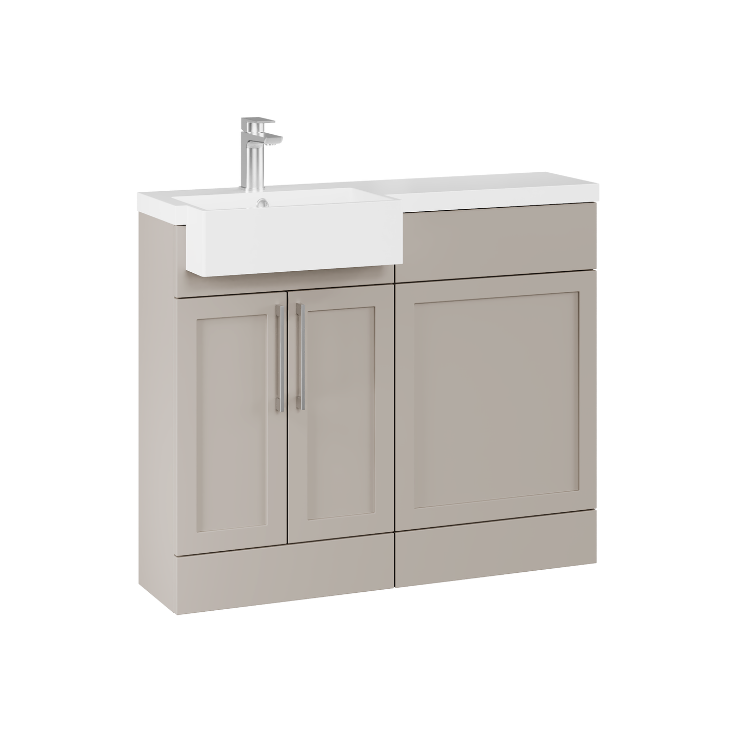 Fairford Union Style Shaker Matt Stone Grey 1000mm Square Semi Recessed Basin Left Hand Combination Pack