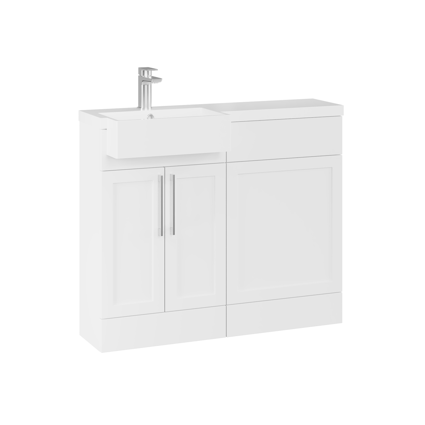 Fairford Union Style Shaker Matt White 1000mm Square Semi Recessed Basin Left Hand Combination Pack