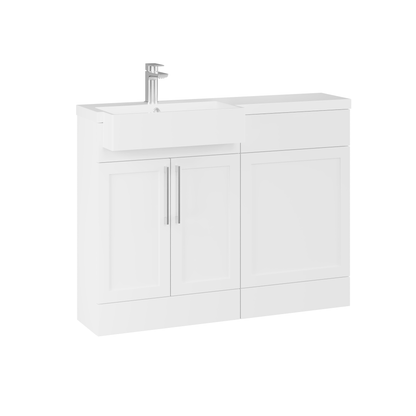 Fairford Union Style Shaker Matt White 1100mm Square Semi Recessed Basin Left Hand Combination Pack