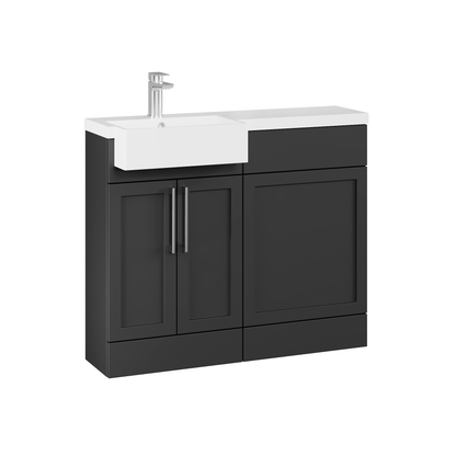 Fairford Union Style Shaker Matt Soft Black 1000mm Square Semi Recessed Basin Left Hand Combination Pack