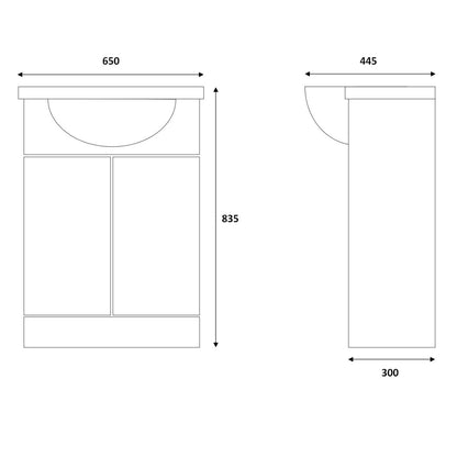 Fairford Opto 650mm Gloss White Vanity Unit