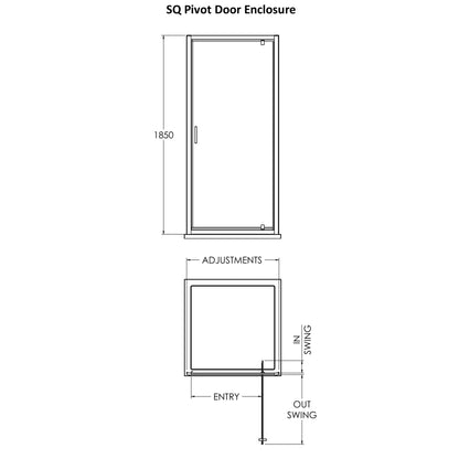 Fairford 6mm, 900mm Matt Black Pivot Shower Door