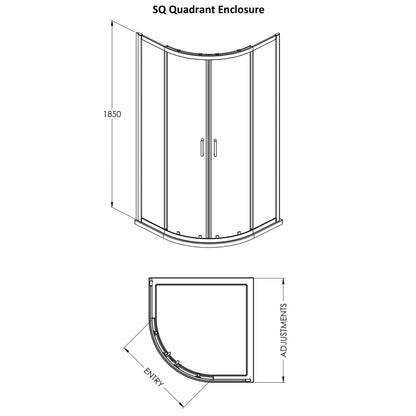 Fairford 6mm, 800mm x 800mm Quadrant Shower Enclosure