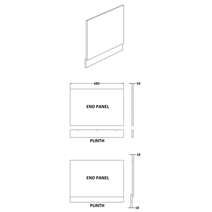 Fairford MDF White End Panel with Plinth, 700mm