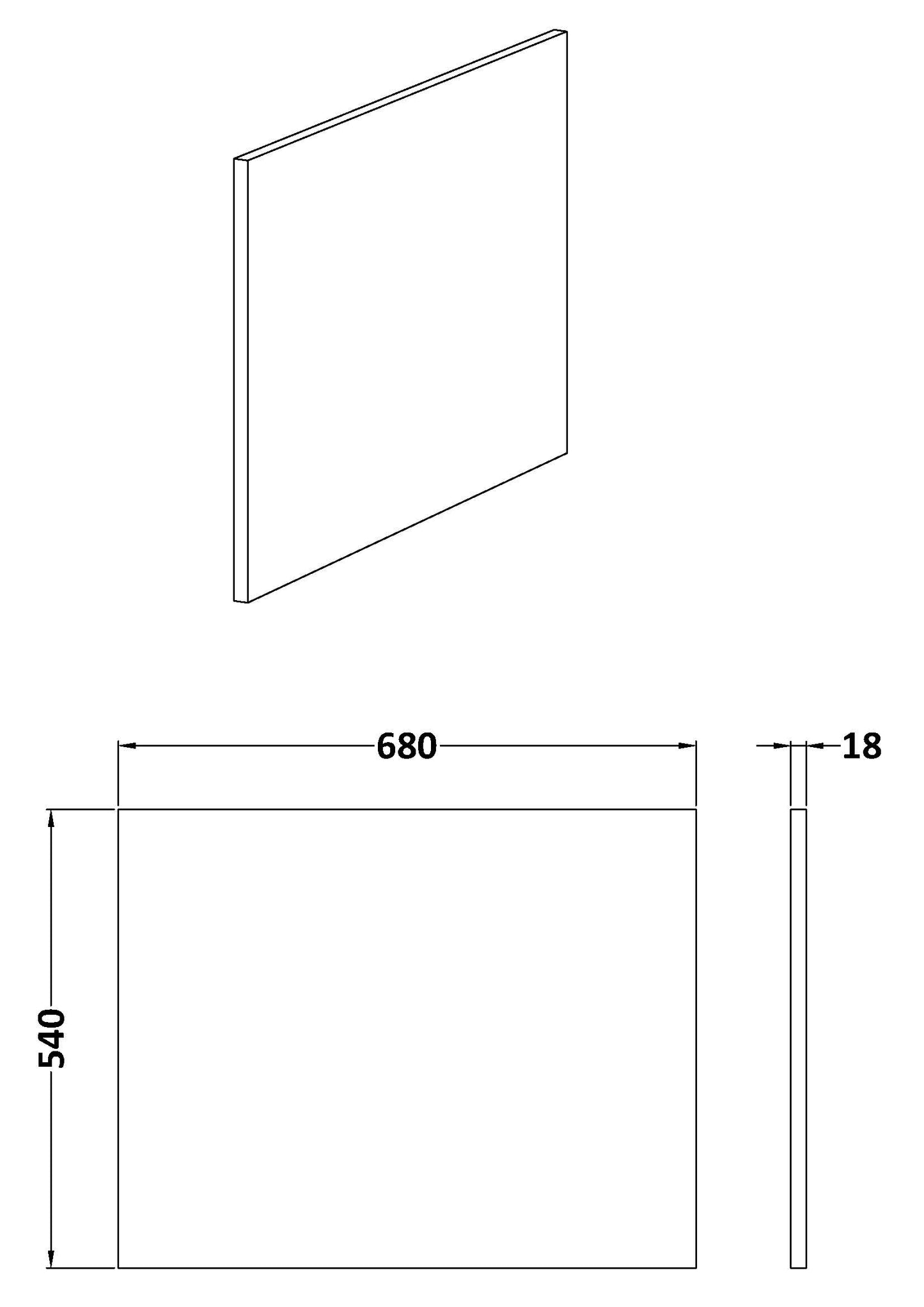Fairford MDF Grey Gloss End Panel, 700mm