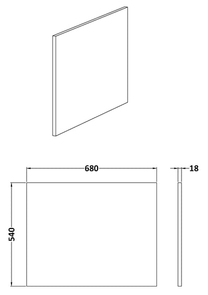 Fairford MDF Grey Gloss End Panel, 700mm