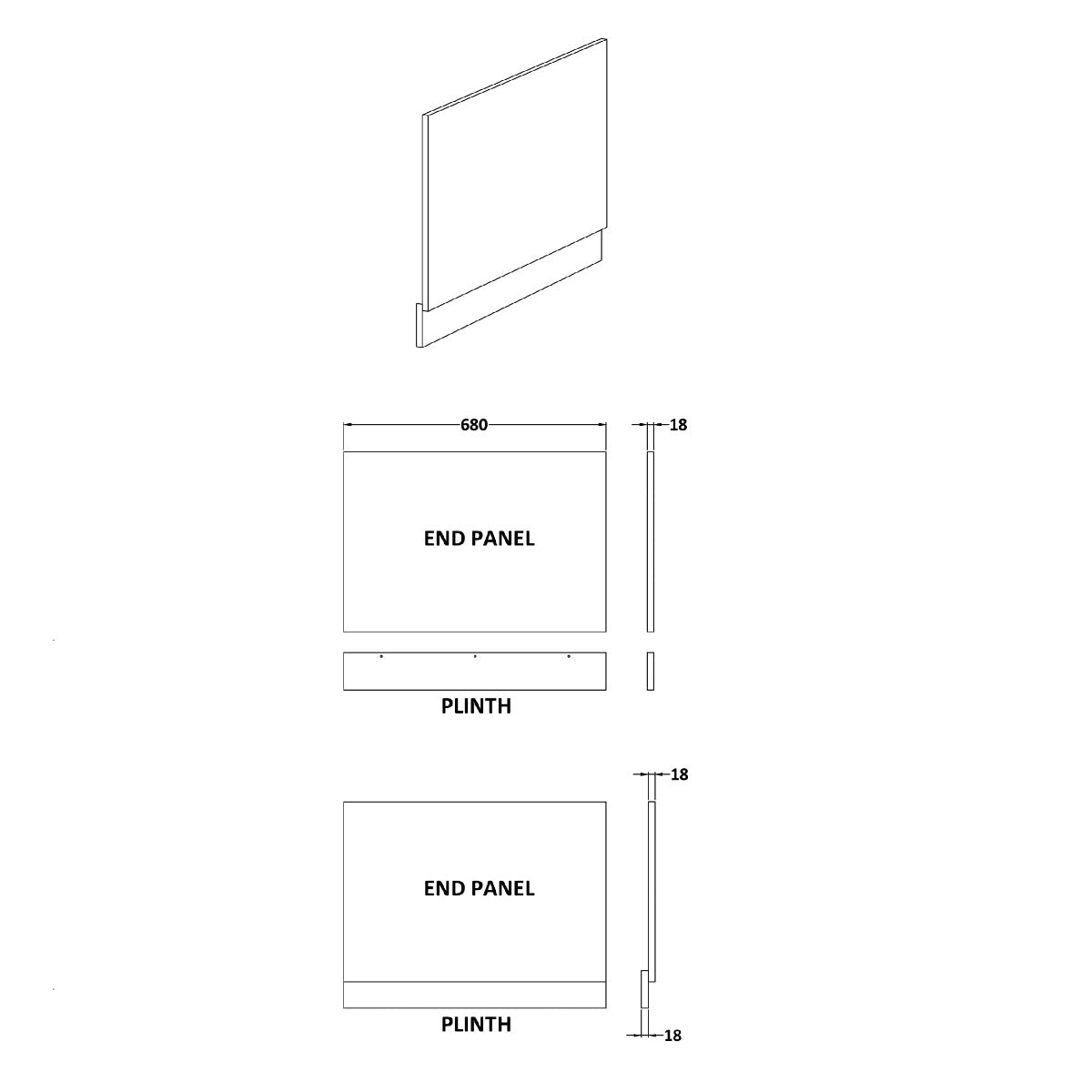Fairford Anthracite Woodgrain 700mm Bath End Panel with Plinth