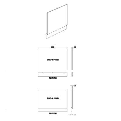 Fairford Anthracite Woodgrain 700mm Bath End Panel with Plinth