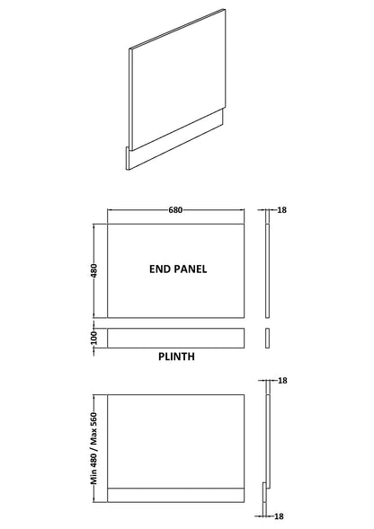 Fairford Satin Anthracite 700mm Bath End Panel with Plinth