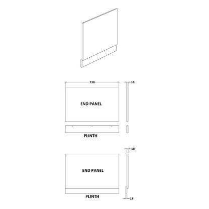 Fairford Satin White 750mm Bath End Panel with Plinth