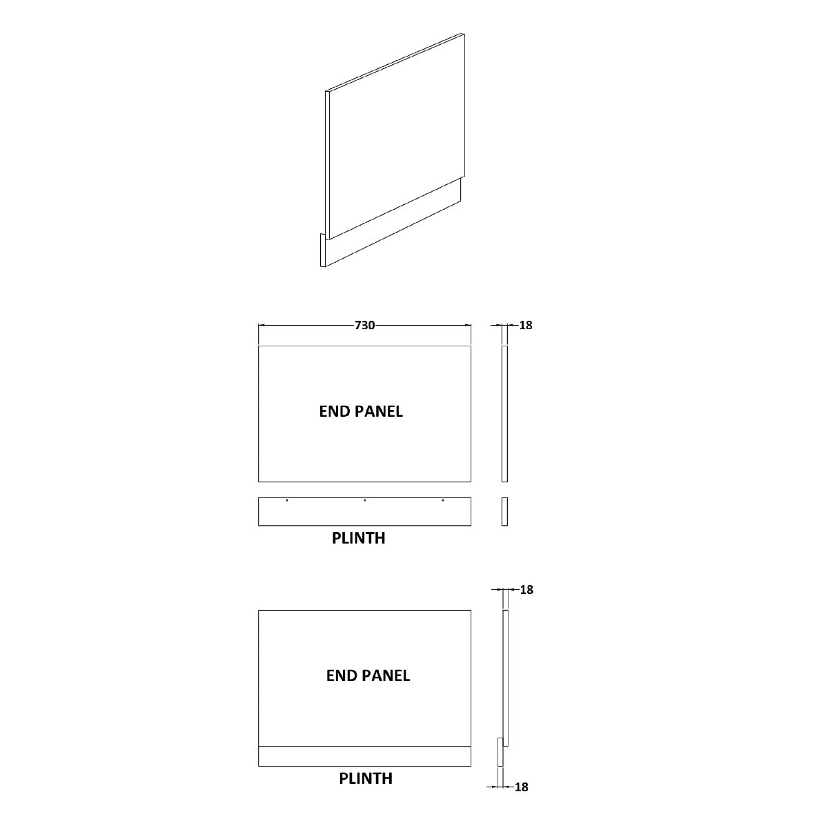Fairford Satin Green 750mm Bath End Panel with Plinth