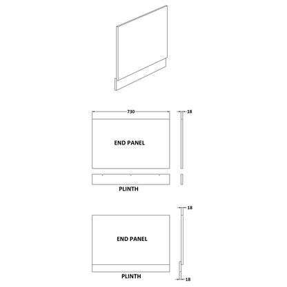 Fairford MDF White End Panel with Plinth, 750mm