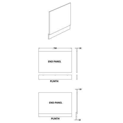 Fairford MDF White End Panel with Plinth, 800mm