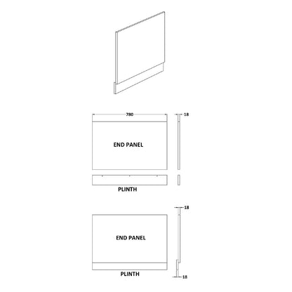 Fairford Satin Blue 800mm Bath End Panel with Plinth