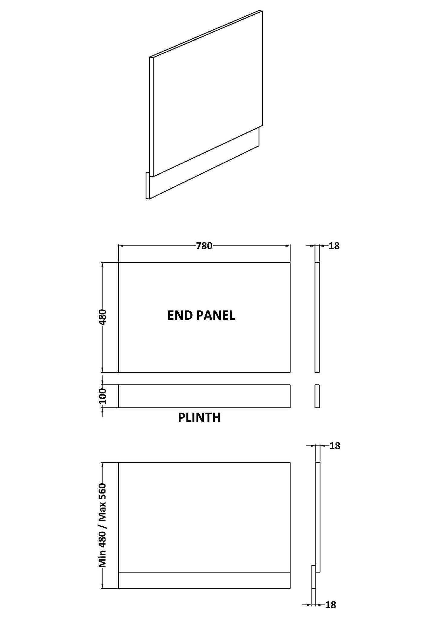 Fairford Solace Oak 800mm Bath End Panel with Plinth