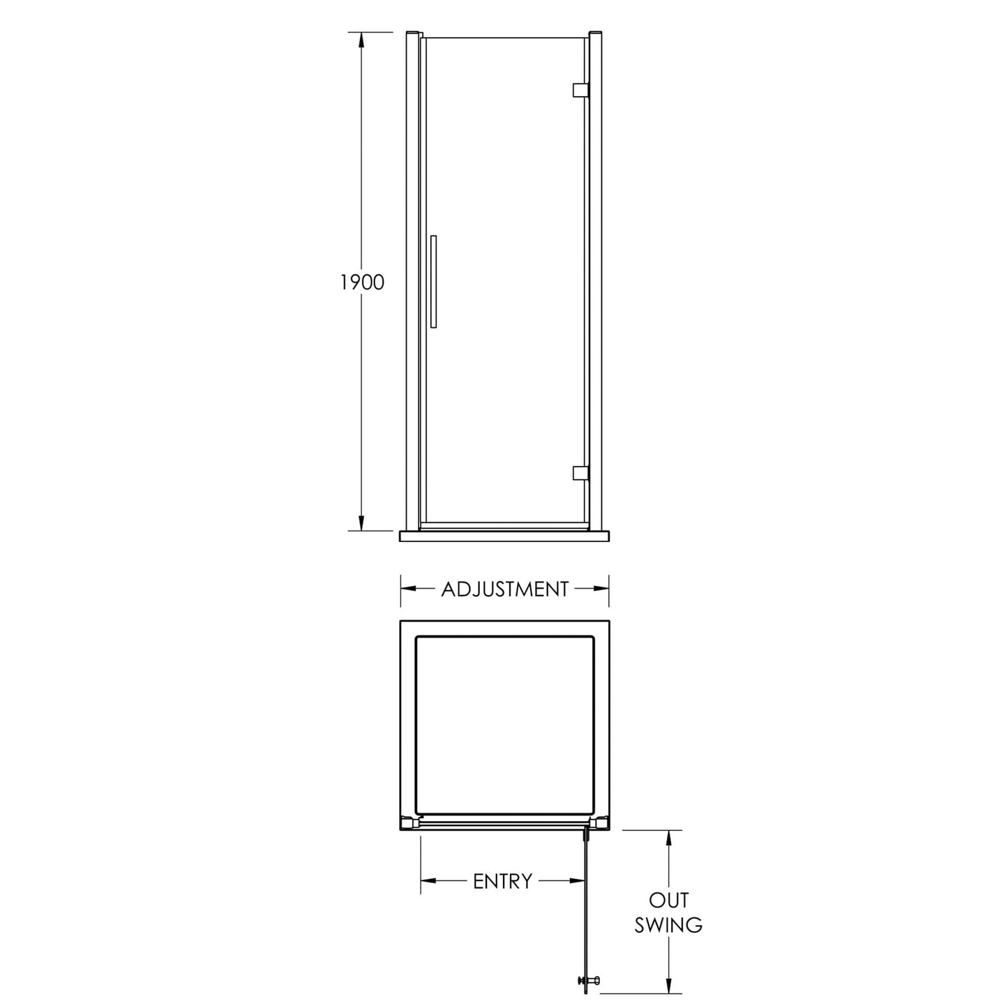 Fairford 8mm, 900mm Hinged Shower Door