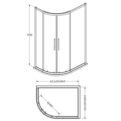 Fairford 8mm, 1000mm x 800mm Offset Quadrant Enclosure