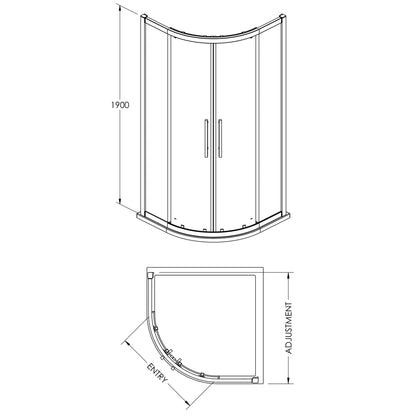 Fairford 8mm, 900mm x 900mm Quadrant Enclosure