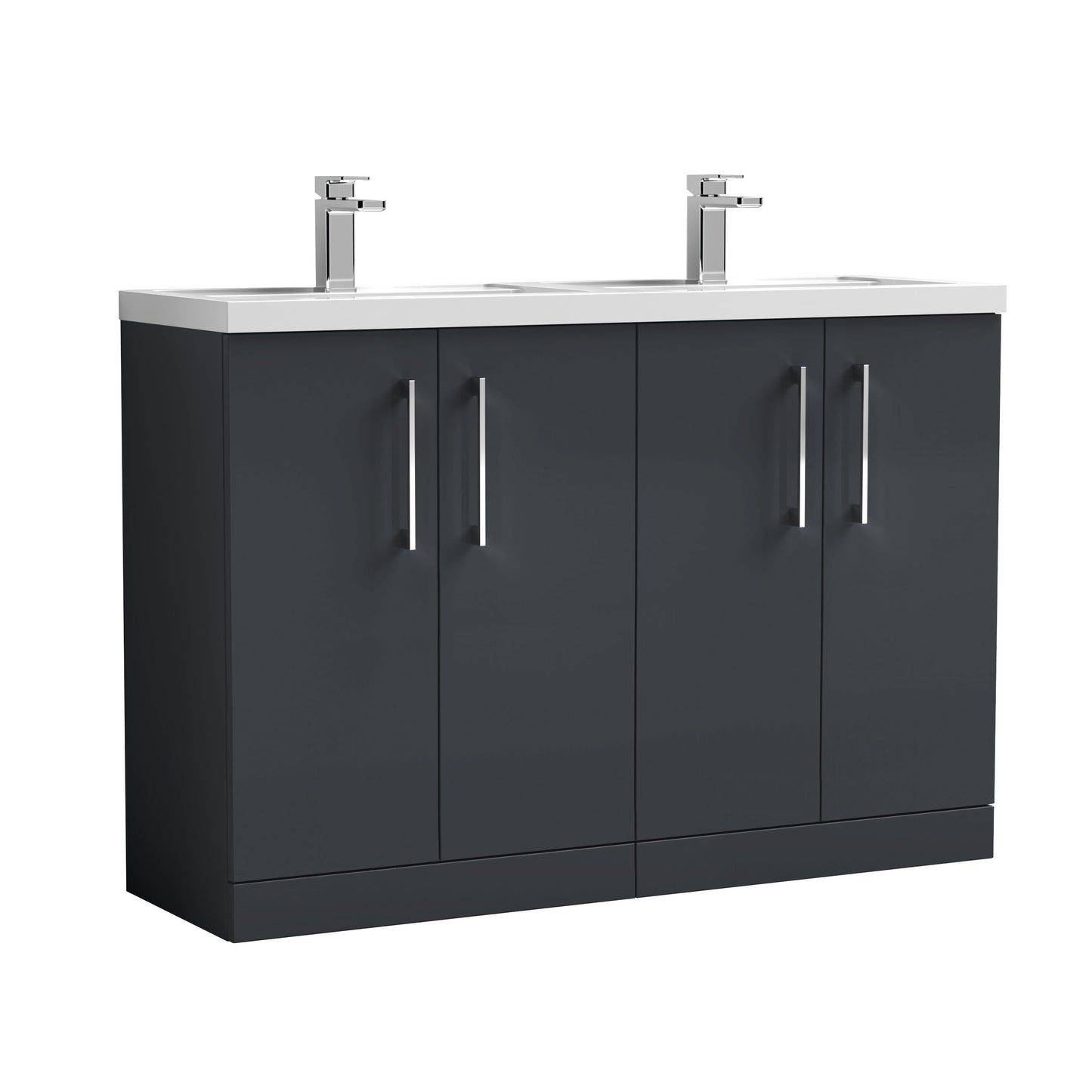 Fairford Aspri Soft Black 1200mm Floorstanding Double Vanity Unit with Doors and Basin