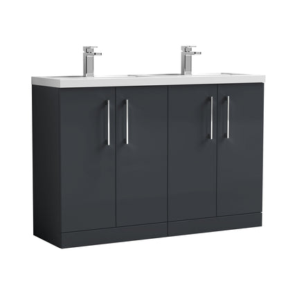 Fairford Aspri Soft Black 1200mm Floorstanding Double Vanity Unit with Doors and Basin