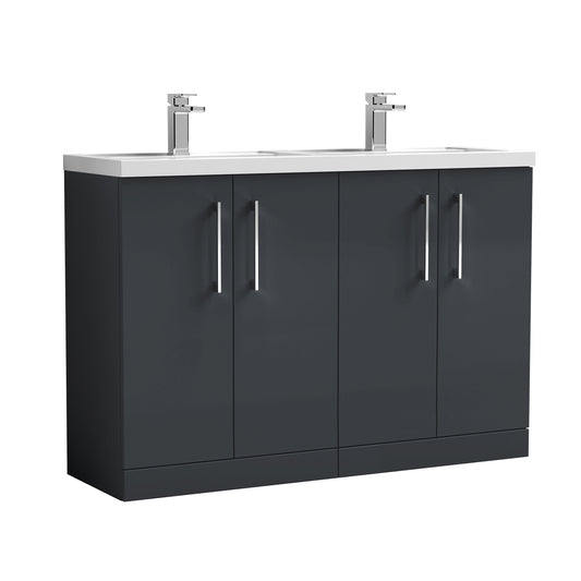 Fairford Aspri Soft Black 1200mm Floorstanding Double Vanity Unit with Doors and Basin