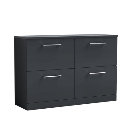 Fairford Aspri Soft Black 1200mm Floorstanding Double Vanity Unit with 4 Drawers and Basin
