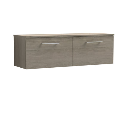 Fairford Aspri Solace Oak 1200mm 2 Drawer Wall Hung Vanity Unit with Worktop