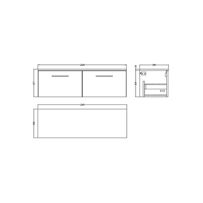 Fairford Aspri Satin Green 1200mm 2 Drawer Wall Hung Vanity Unit with Worktop