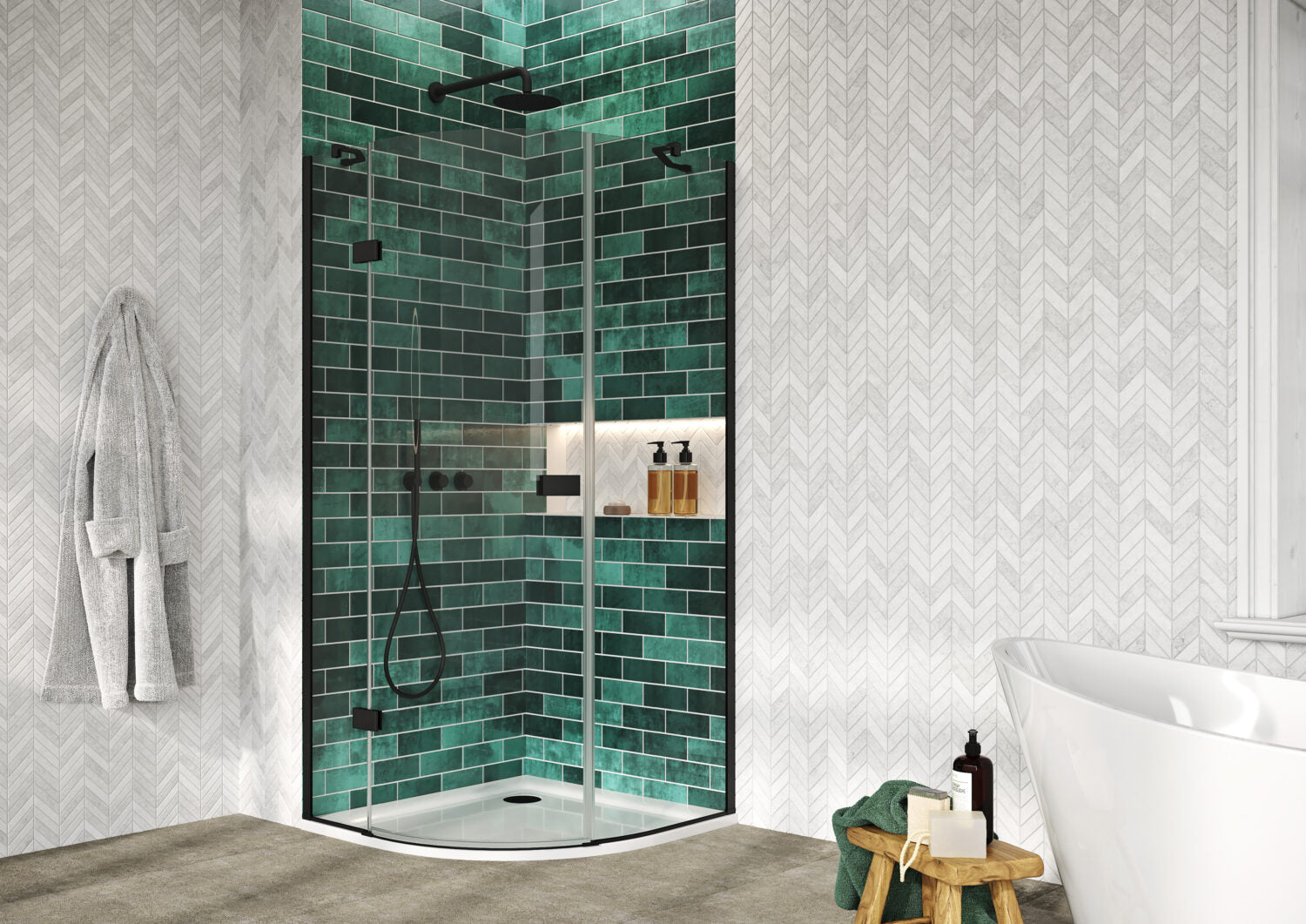 Fairford 8mm Frameless 800 x 800mm Matt Black Quadrant Enclosure