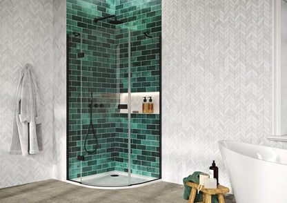 Fairford 8mm Frameless 900 x 900mm Matt Black Quadrant Enclosure