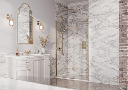 Fairford 8mm Frameless 900mm Brushed Brass Hinged Shower Door
