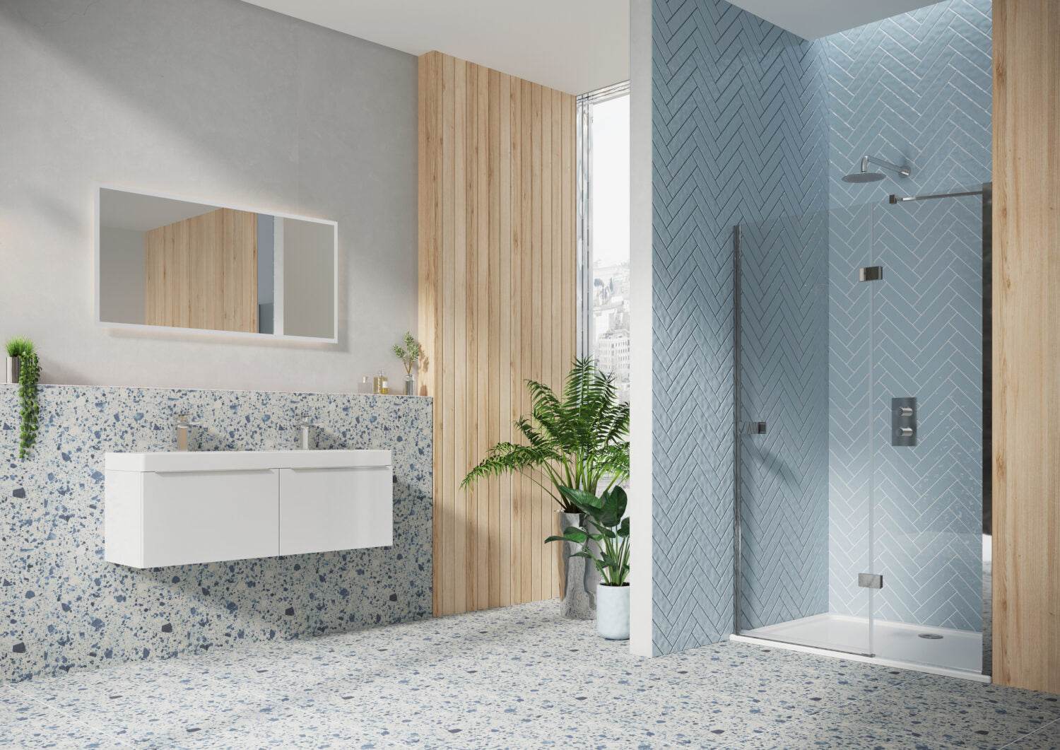 Fairford 8mm Frameless 1200mm Chrome Hinged Shower Door