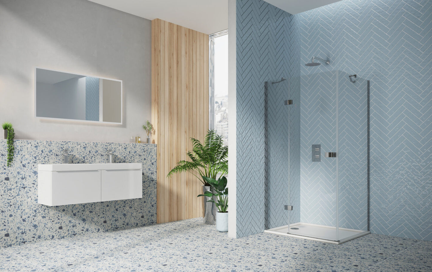 Fairford 8mm Frameless 900mm Chrome Side Panel - For Hinged Door