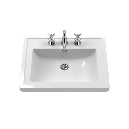 Fairford Juliette Satin Grey 600mm 1 Drawer Floorstanding Vanity Unit with 3 Tap Hole Basin