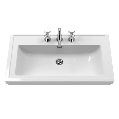 Fairford Juliette Satin Grey 800mm 1 Drawer Floorstanding Vanity Unit with 3 Tap Hole Basin