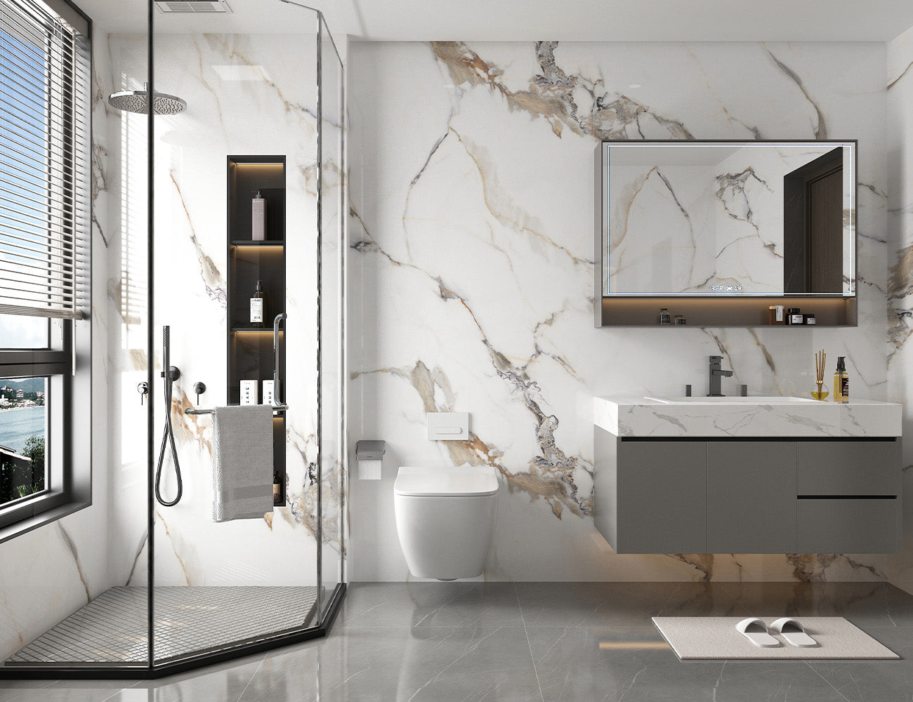 Hydraset Essentials Super-Matt Bronze Carrara 2 pack Wall Panels 1000x2400mm