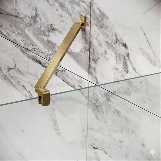 Fairford Brushed Brass Angled Bar for 10mm Glass