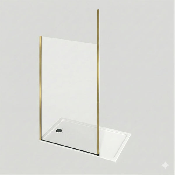 Fairford Brushed Brass Floor to Ceiling Post for 10mm Glass ...