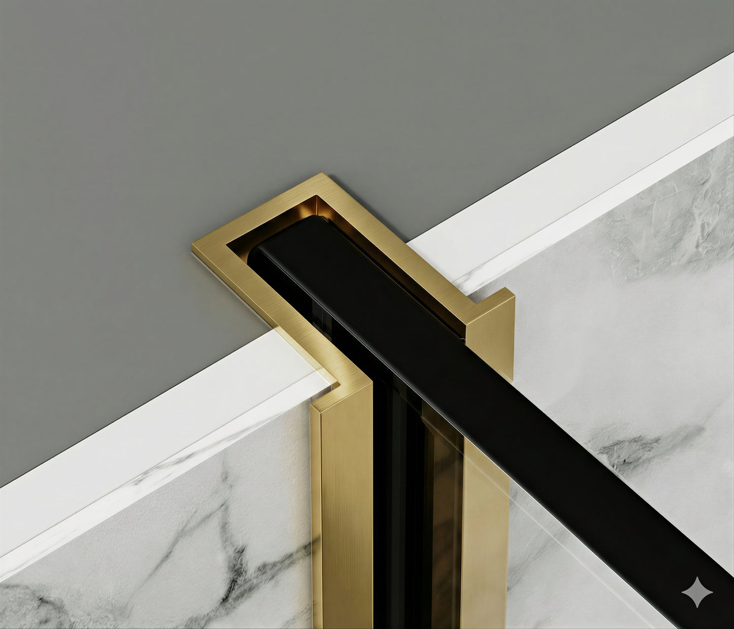 Fairford Brushed Brass Recessed Wall and Floor Profile for 10mm Glass