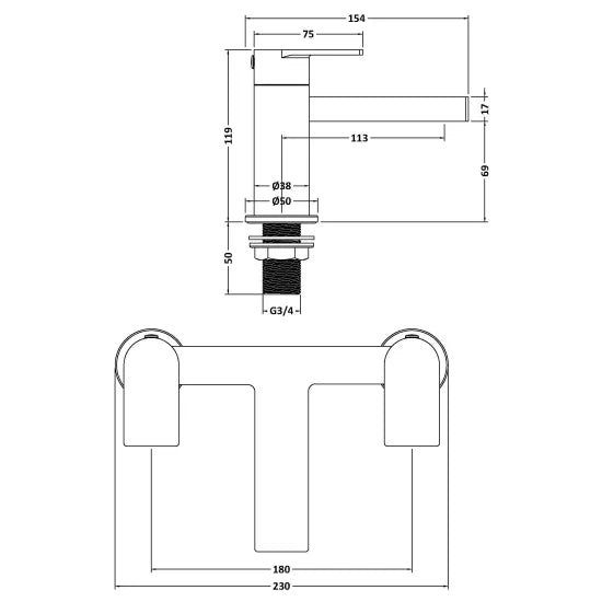 Fairford Loft Brushed Brass Bath Filler