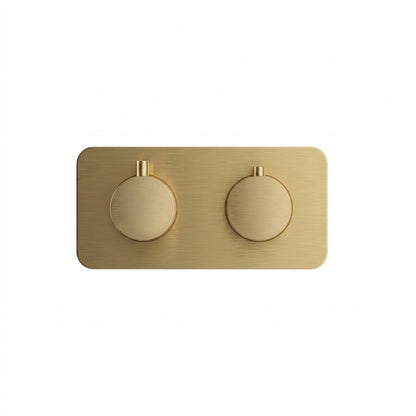 Fairford Element 7 Brushed Brass Twin Shower Valve, 1 Outlet