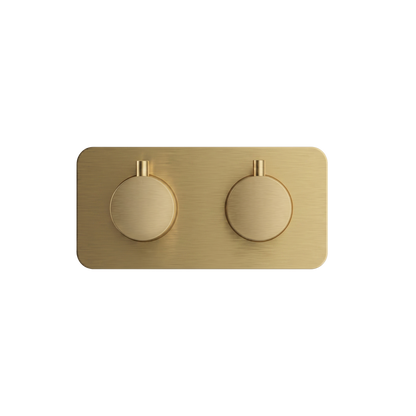 Fairford Element 7 Brushed Brass Twin Shower Valve, 2 Outlet