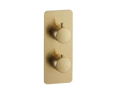 Fairford Element 7 Brushed Brass Twin Shower Valve, 1 Outlet