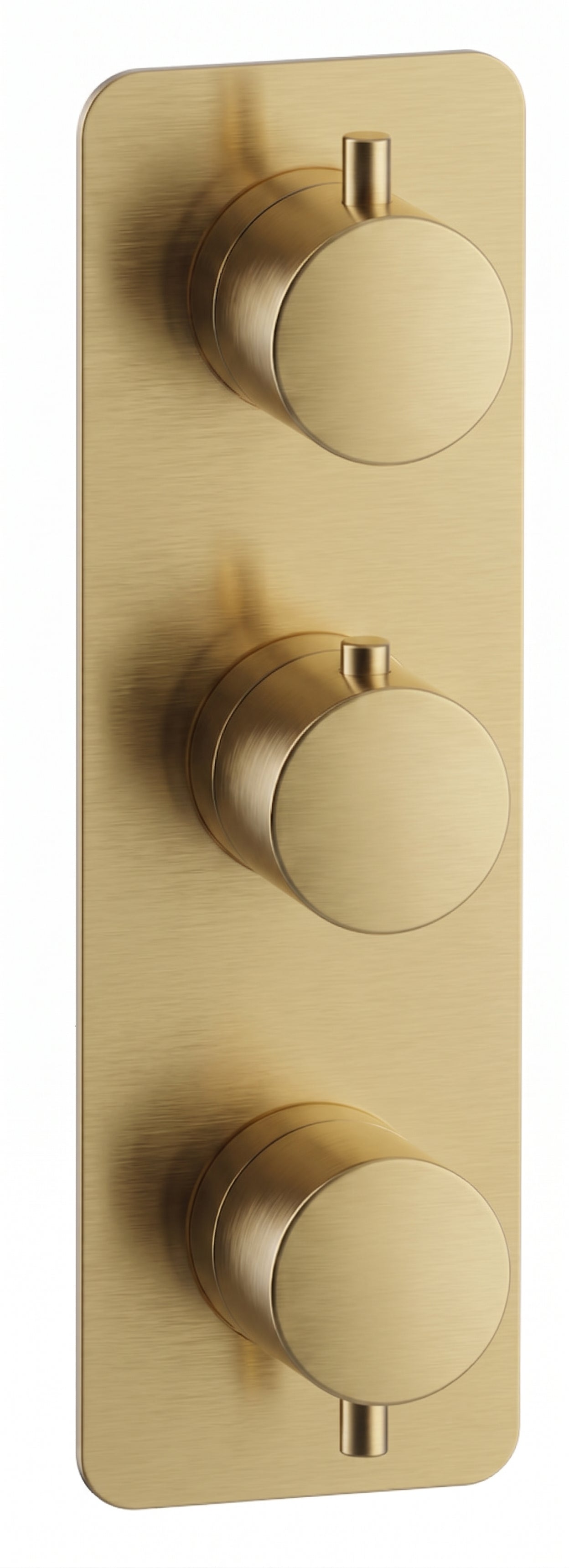 Fairford Element 7 Brushed Brass Triple Shower Valve, 3 Outlet