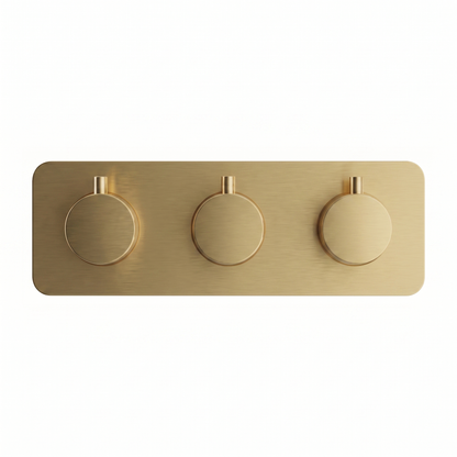Fairford Element 7 Brushed Brass Triple Shower Valve, 3 Outlet
