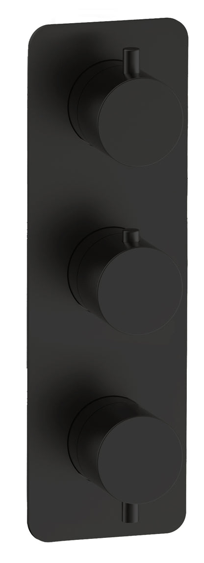 Fairford Element 7 Matt Black Triple Shower Valve, 3 Outlet