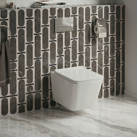 Dezine Cubo Pure Stort Hung Toilet with Soft Close Seat